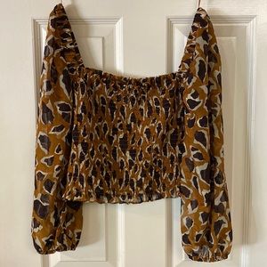 J.O.A. Woven Smocked Crop Top